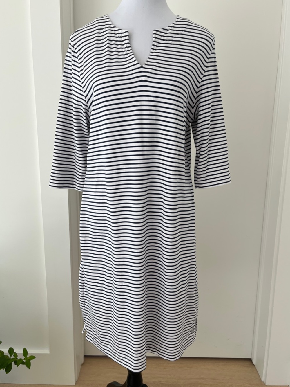 HANG TEN Pullover Half Sleeve Striped Dress Nautical Casual Stretch Travel Comfy